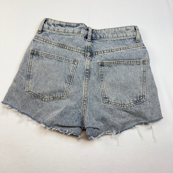 Adika Blue Jean Shorts Rhinestone Fringe Distressed Cut-Off Style - Picture 2 of 4